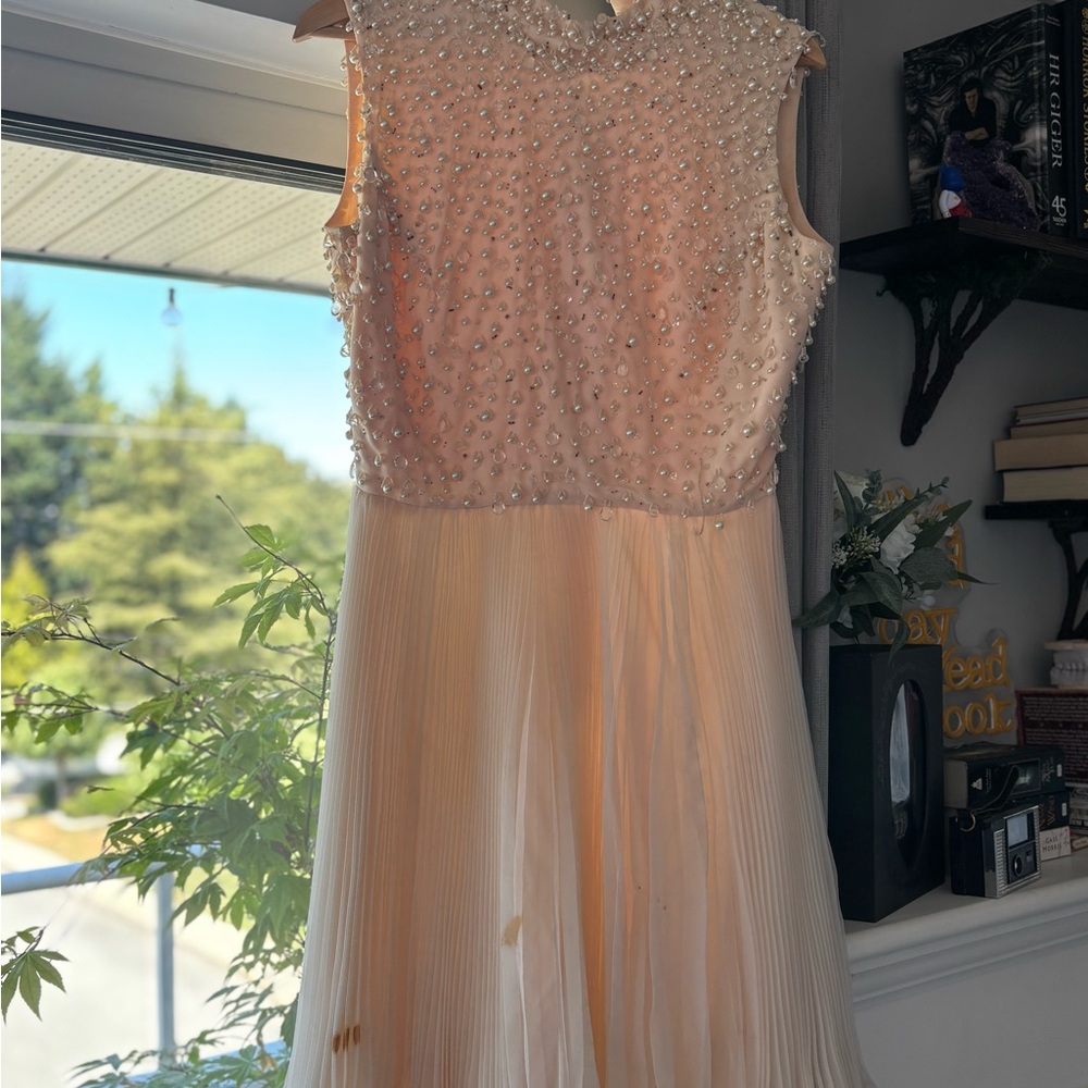 Vintage 1960s Saks Fifth Avenue Cream Faux Pearl Cocktail Dress
